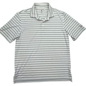 FAIRWAY & GREENE TECH MENS WHITE BLACK STRIPED SHORT SLEEVE POLO SHIRT MEDIUM